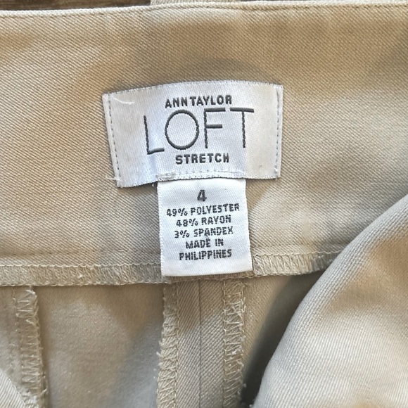 Women’s Ann Taylor LOFT khaki rayon spandex stretch dress pants size 4 wide leg - Picture 6 of 7